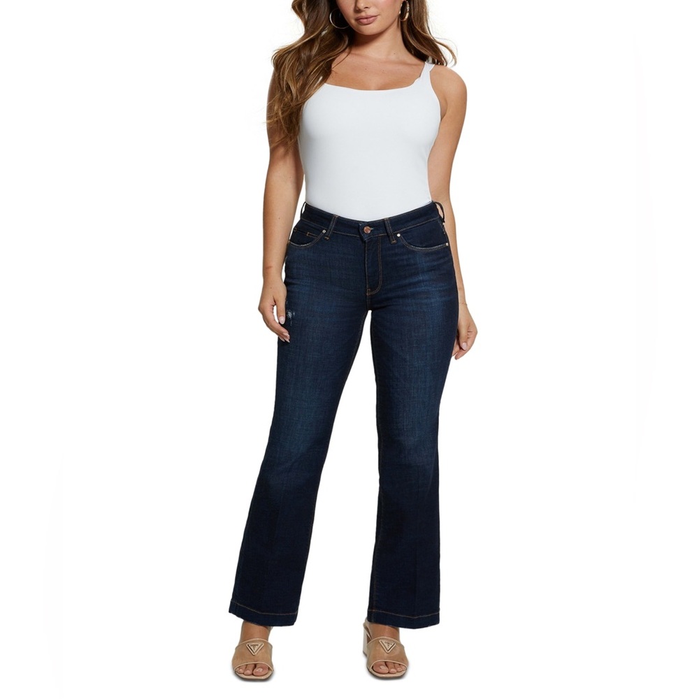 GUESS Women's Jeans Mid-Rise Bootcut Stretch Denim Dark Blue Size 29x32